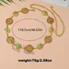 Estilo bohemio europeo y americano vintage étnico turquesa floral colgante accesorio cadena de cintura con diseño geométrico dorado