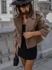 2024 Amazon AliExpress Nueva Moda de Invierno Vestido Británico Cuello Color Sólido Abrigo de Lana Grueso para Mujer