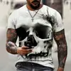 Comercio Exterior E-commerce Exportación Camiseta de Hombre Más Vendida Camiseta de Hombre Manga Corta 2026 Nuevo Verano Calavera de Terror 3D