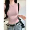 Camiseta rosa impresionante de estilo puro deseo, fina, de manga corta para mujer, nueva de verano 2026, top interior sexy para chica hot