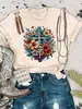 Transfronterizo Aliexpress Inawly Estampado Floral para Mujer Cuello Redondo Manga Corta