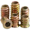 Tuercas para Muebles con Rosca Macho y Hembra de Acero al Carbono Q195, Color Zinc, Tuercas para Muebles con Rosca Macho y Hembra Mediana