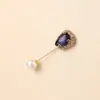 Broche de Cristal, Piedras de Zirconia Coloridas, Varias Formas, Pines Largos, Saco de Traje, Pines para Cuello de Ropa, Pines de Una Palabra