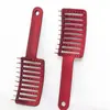 Pente Vazado Vermelho, Pente Médio Curvo, Pente de Costela para Styling de Cabeça Oleosa, Pente Alisador de Cabelo, Pente Fofo Massageador da Raiz do Cabelo