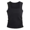 Dropshipping Verano Nuevo Estilo Chica Caliente Chaleco de Cuello Cuadrado con Tirantes Anchos y Almohadillas en el Pecho, Camiseta sin Mangas Ajustada Integrada