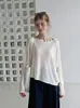 Suéter de malha feminino de outono, design novo, top estiloso com decoração de botões, extremamente bonito, adequado para usar em camadas com um cardigã 2514
