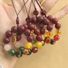 Cadena para Teléfono Móvil de Arena Púrpura Dorada de Alto Contenido con Símbolo de Fortuna Llavero de Cinabrio Rojo Colgante para Bolso Cinabrio