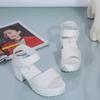 Sandalias de Plataforma Impermeables de Verano 2026 Estilo Nuevo Blancas de Tacón Alto Grueso Talla Grande para Mujer Zapatos con Velcro de Suela Gruesa Peep-Toe Venta al por Mayor
