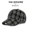 Nueva gorra de béisbol de lana estilo coreano, estilo Chanel, sombrero de mezcla a cuadros para mujer, gorra de visera gruesa de otoño e invierno, tipo newsboy, de pintor