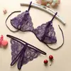 Atacado Conjunto de Lingerie Sexy Renda Laço Pequeno Lingerie Aberta Feminina Três Pontos C06