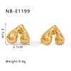 Europa e Estados Unidos design de estilo ins transfronteiriço padrão de martelo em forma de coração de amor brincos de personalidade estéreo de aço inoxidável aço inoxidável banhado a ouro 18K