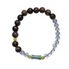 Pulseira de Fio Único de Jacarandá Preto Natural com Contas Espaçadoras de Bambu de Jade, Contas de Oração Budistas, Joia Elegante Feminina