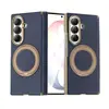 Adecuado para Samsung Z Fold8 Ultra, funda de teléfono de carga inalámbrica magnética, funda de cuero con soporte de anillo giratorio de 360 grados