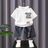 Traje de Manga Corta Moda para Niños Estilo Coreano Niño Ropa Delgada Suelta de Verano 2025 Nuevo Moda Urbana para Niños