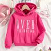 Sudadera con Capucha para Niñas de Primavera y Otoño con Estampado de Letras "Over Thinking Fashion" Estilo Preppy Sudadera con Capucha