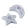 Molde de Silicone para Suporte de Vela de Resina Cristalizada DIY Papoula com Estrelas e Lua Vazadas, Molde de Silicone Base Redonda Bola para Suporte de Vela