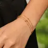 Estilo Ins Coreano Sencillo y Moderno Cadena Doble de Cuentas Pulsera de Acero de Titanio de Alta Calidad Chapada en Oro Real Personalizada para Mujer