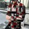 Moderna Camisa de Otoño para Hombre de Manga Larga con Estampado Digital 3D, Elegante Camisa Casual con Cuello de Solapa