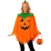 Disfraces de cosplay para fiesta de Halloween para adultos y niños, capa de calabaza, chal de calabaza, sombrero de calabaza, diadema