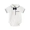 Ropa de Verano para Bebé Romper Triangular de Comercio Exterior Body de Manga Corta Vestido de Caballero Ropa Infantil Estilo Escolar de Otoño para Niños de un Año