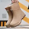 Botas de lluvia rojas estilo americano clásico, botas de lluvia cortas impermeables, botas de goma a prueba de viento, zapatos de goma, zapatos acuáticos para mujer para senderismo en arroyos, botas para mujer