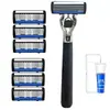 Cuchillas de afeitar de 7 capas, maquinilla manual de estilo antiguo, cuchillas de acero inoxidable, cabezales de afeitar para barba de hombre, suministro directo del fabricante