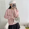 Chaqueta Suéter con Encaje Francés para Mujer 2025 Otoño e Invierno Nuevo Estilo Estilo Suave Aspecto Holgado Adelgazante Cárdigan Corto de Punto