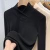Camiseta Básica de Terciopelo Alemán de Cuello Medio Alto para Mujer 2024 Nueva Camiseta de Mujer con Cuello Solapado y Acabado Cepillado Cálida para Interior con Cintura