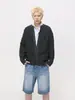 Mtlclothes Ropa para Hombre Color Sólido Simple Cuello Redondo Retro Versátil Casual Suéter de Punto Cárdigan Chaqueta Holgado