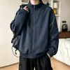 Chaqueta bomber deconstruida estilo americano, chaqueta de béisbol para hombre de otoño con cuello alto, chaqueta de entrenador genial y elegante, prenda exterior de trabajo