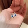 Anel Azul de Espinélio com Design Trançado de Alta Qualidade, Brincos de Coríndon Vermelho de Luxo Leve, Conjunto de Pedras Preciosas, Presilhas de Diamante de Alto Carbono para Mulheres