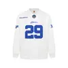 Camisa de Rugby Masculina Primavera e Outono Número 29 Bordado de Patch com Letras Tendência Europeia e Americana Gola V Manga Longa Camiseta Solta Casual