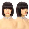 Peruca bob de cabeça mais vendida no AliExpress para meninas europeias e americanas, franja arrumada, cabelo liso curto, cabeça bobo, fábrica em estoque, cabelo de geração