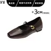 Zapatos Mary Jane de cuero estilo vintage para mujer que aumentan la altura, con suela blanda, cómodos, de corte bajo, zapatos de una sola pieza para ir al trabajo