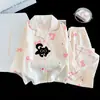 Pijama de algodón puro para niñas, de manga larga, para primavera y otoño, algodón fino de dibujos animados de nubes, nuevo estilo de verano 2026, ropa de casa para niñas pequeñas