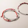 Pulsera Ajustable de Cuerda Roja Tejida con Perlas de Jade de Plata S925 Dulce y Fresca para Mujeres Pulsera de Ágata y Cristal Hecha a Mano DIY C0711