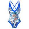 Traje de baño de una pieza estilo europeo y americano Qiaojiayuan en stock para mujer, conjunto de dos piezas ajustado con falda de gasa estampada, conjunto de baño para escenas de aguas termales