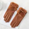 Luvas Quentes para Mulheres no Inverno, Espessadas com Lã, Fofas, à Prova de Vento, Espessadas com Lã, Adequadas para Ciclismo ao Ar Livre, Luvas Quentes com Tela Sensível ao Toque