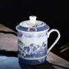 Taza de Té de Cerámica Jingdezhen con Flor de Ciruelo, Orquídea, Bambú y Crisantemo, con Tapa, Taza para Reuniones de Oficina, Taza de Agua para el Hogar