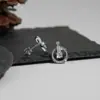 Brincos de prata esterlina S925, brincos de moissanita femininos, brincos redondos com fecho de bolsa, brincos transversais femininos, 1 quilate, cor D, brincos de diamante mosane