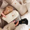 Calcetines de rizo para mujer para otoño e invierno, forrados de felpa y engrosados, lindos calcetines holgados de media pantorrilla, calcetines cálidos para maternidad con bordado de corazón