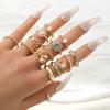Anillo de Diamante Mariposa Europeo y Americano Transfronterizo Lote Mixto Anillo de Perla Anillo de Cadena Geométrica de Hojas para Mujer Juego de 22 Piezas