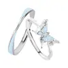 Anillo de Plata de Ley S925 Mariposa Azul Fantasía Diseño Luminoso Nicho Lujo Ligero Anillo de Pareja Regalo de San Valentín Estilo Nuevo