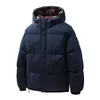 Chaqueta de algodón de invierno para hombre, nuevo estilo Hong Kong, corte holgado, talla grande, chaqueta acolchada con capucha de bloques de color para hombres jóvenes y de mediana edad, en stock