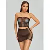 Conjunto de Lingerie Novo Sexy Transfronteiriço: Saia Bodycon Hot Girl, Sem Mangas Alta Elasticidade Jacquard Justa Sedutora Conjunto de Duas Peças Lingerie