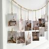 Tira Colgante para Exhibir Fotos con Hilo de Cuentas de Madera Natural Hilo con Borla para Almacenamiento de Fotos Hilo de Cuerda de Yute con Cuentas Clips Decoración del Hogar