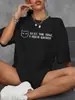 Camiseta Estampada con Texto Ruso 100% Algodón Puro Manga Corta para Mujer Casual Holgada Cuello Redondo