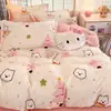 Conjunto de Cama de Veludo de Leite Espesso de Inverno Quatro Peças Novo Conjunto de Três Peças de Lençol com Capa de Edredom de Coral Fleece Flanela Roupa de Cama