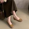 Zapatos de tacón redondos retro para mujer 2025 Primavera Nuevos Zapatos planos de suela blanda estilo de noche Suela plana Calzado casual tipo gorro