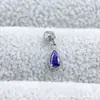 Brincos Pingente Gota Zircônia Inserida Liga de Titânio F136 Cabeça de Joia Piercing de Lábio Rosca Interna Titânio G23